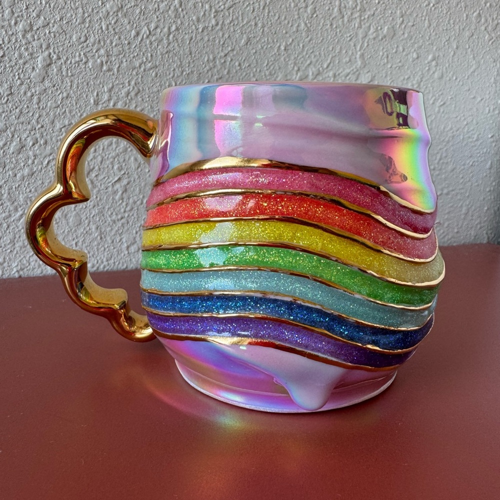 Silver Lining Ceramics Halographic Rainbow Inlay Glitter Mug